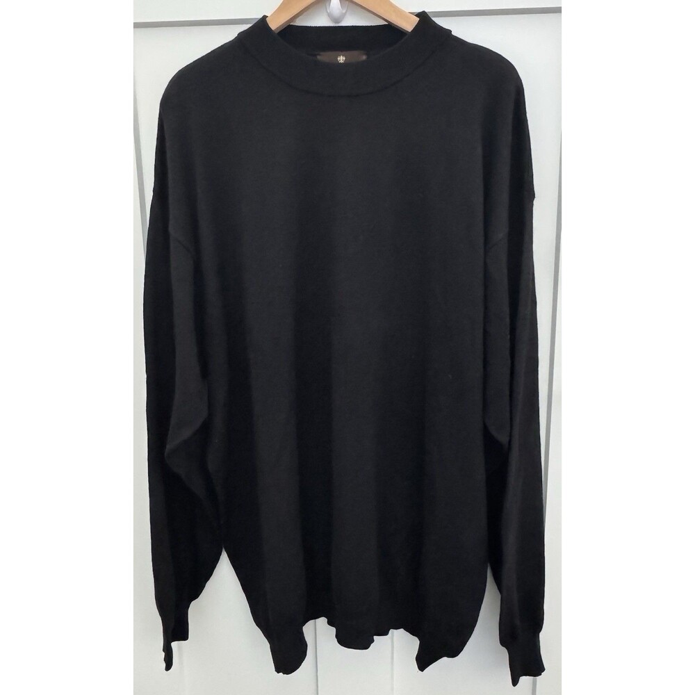 Toscano ITALY Black 100% Merino Wool Crewneck Pullover Sweater Men's 3X